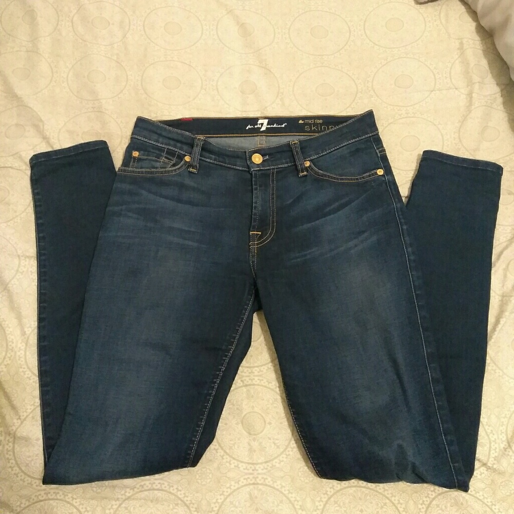 7FAM mid rise skinny jeans